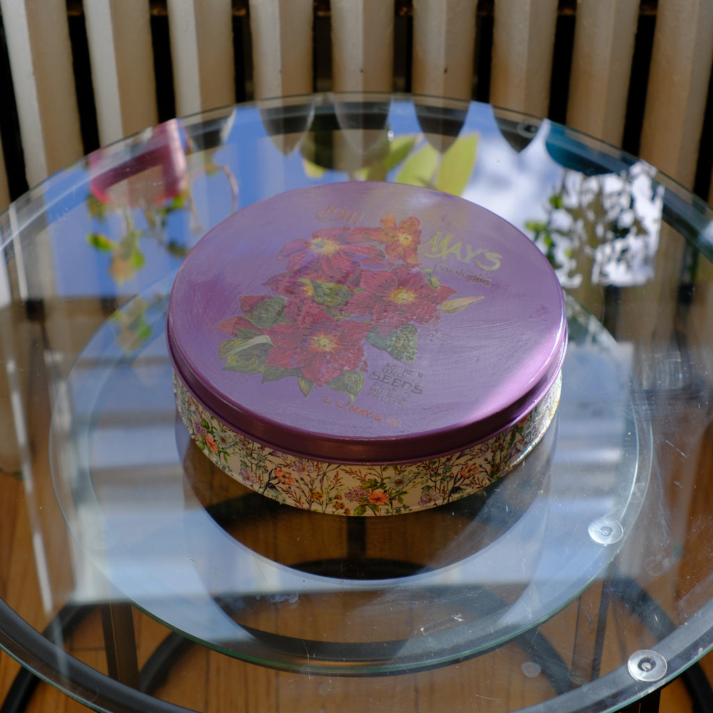 Vintage Sage Green Floral Cake Stand with Ornate Pedestal Base