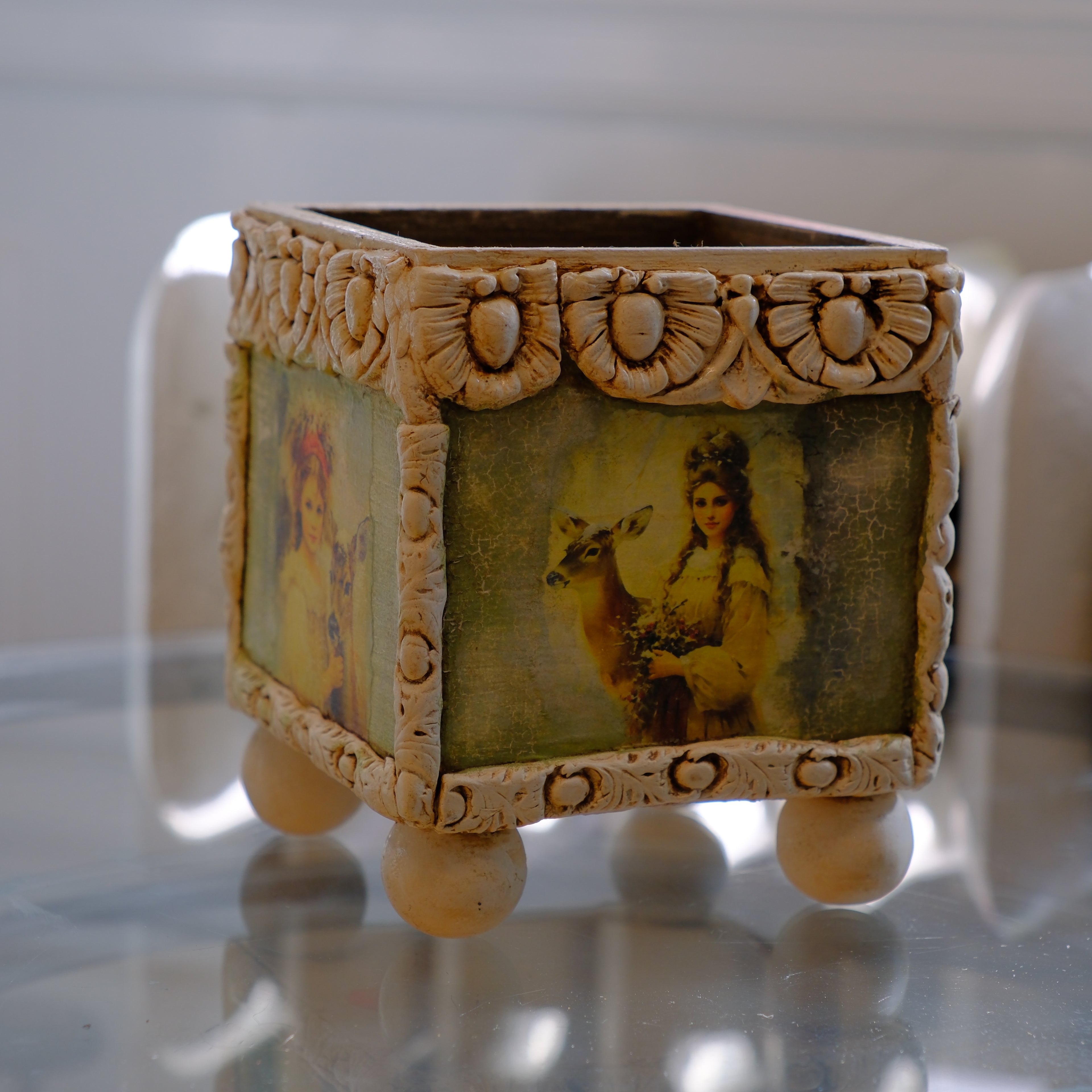 Vintage Style Ornate Decorative Planter with Classical Imagery