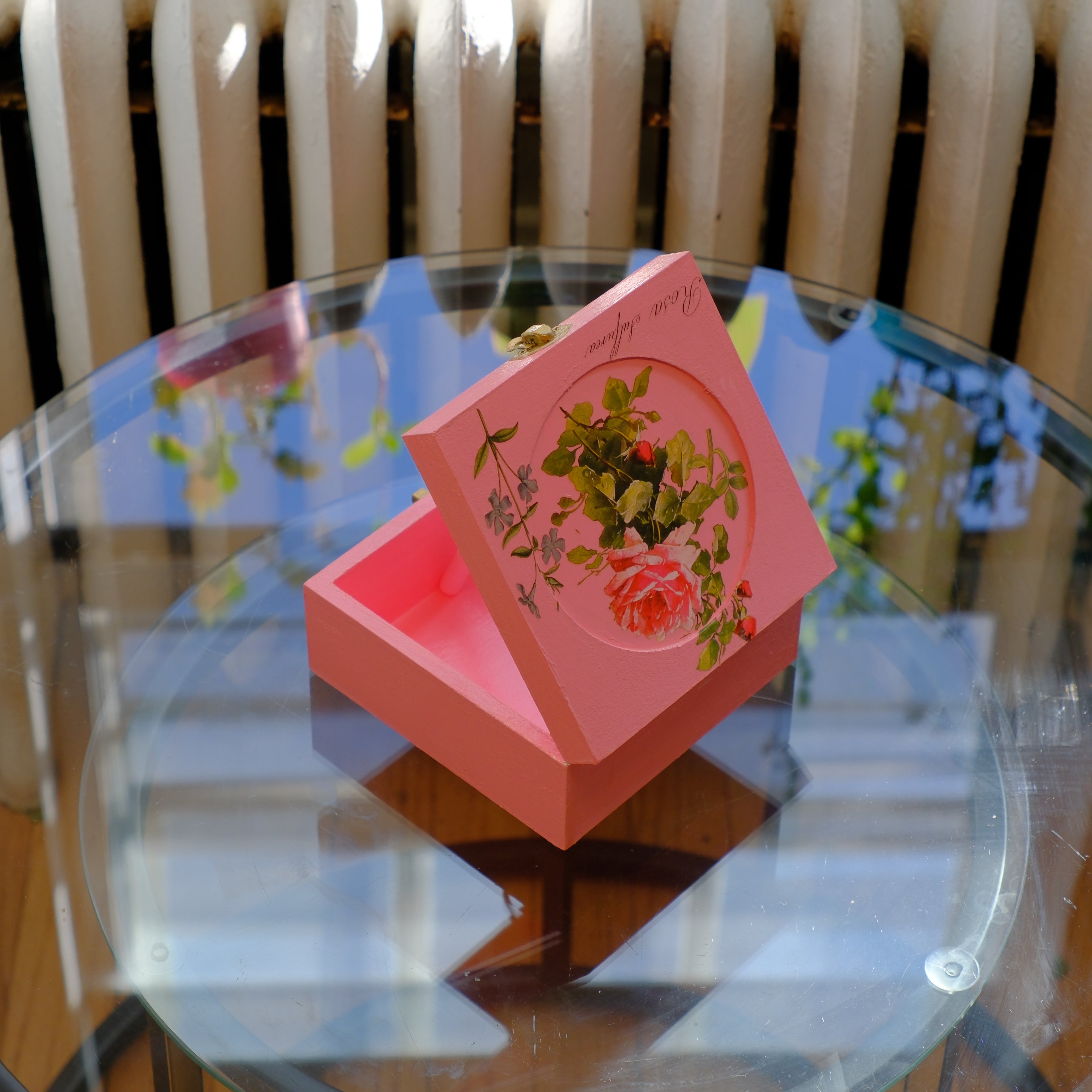 Coral Pink Botanical Decorative Storage Box with Floral Design